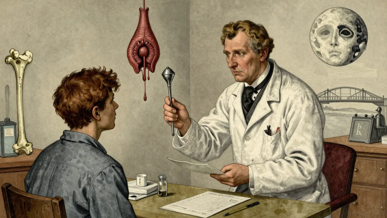 A doctor giving a tapering plan to a patient, with symbolic elements representing steroid risks and alternative treatments.