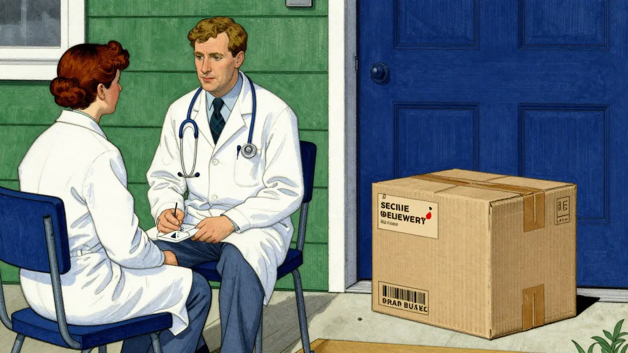 Healthcare provider consultation and a delivered medicine package